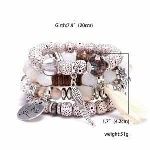 Set of 4 multi layer Stacked Beaded Bracelet